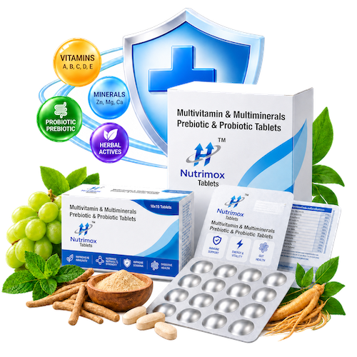 Nutrimox tablets with vitamins, minerals, prebiotic, probiotic and herbal actives