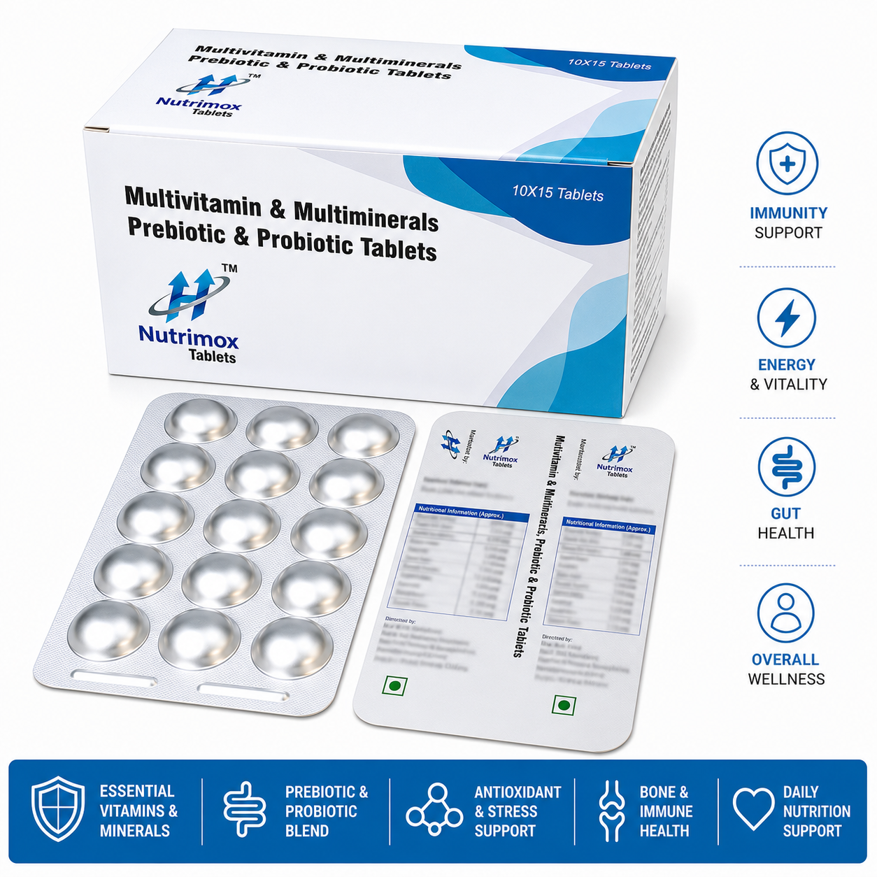 Nutrimox Multivitamin & Multiminerals Prebiotic & Probiotic Tablets - Image 3
